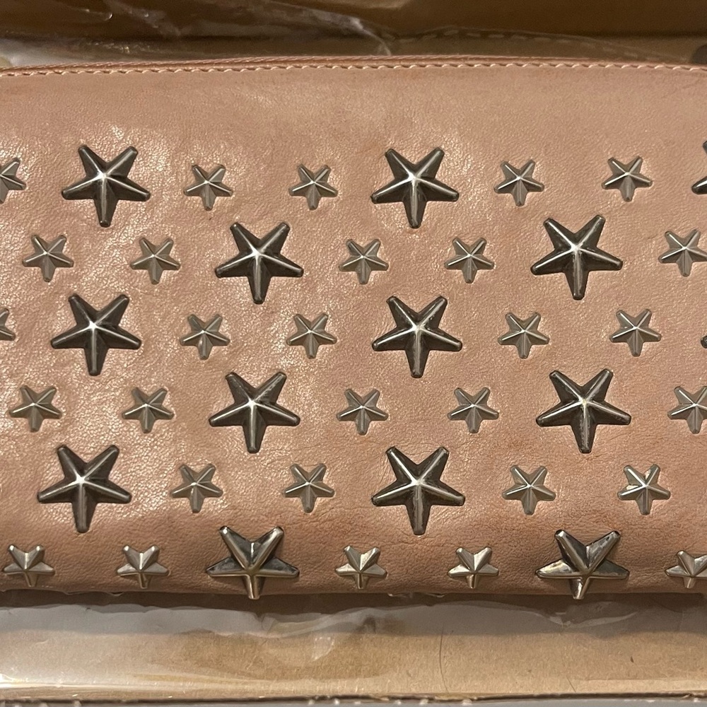 Vintage Jimmy Choo beige and Silver Star Wallet full inclusion